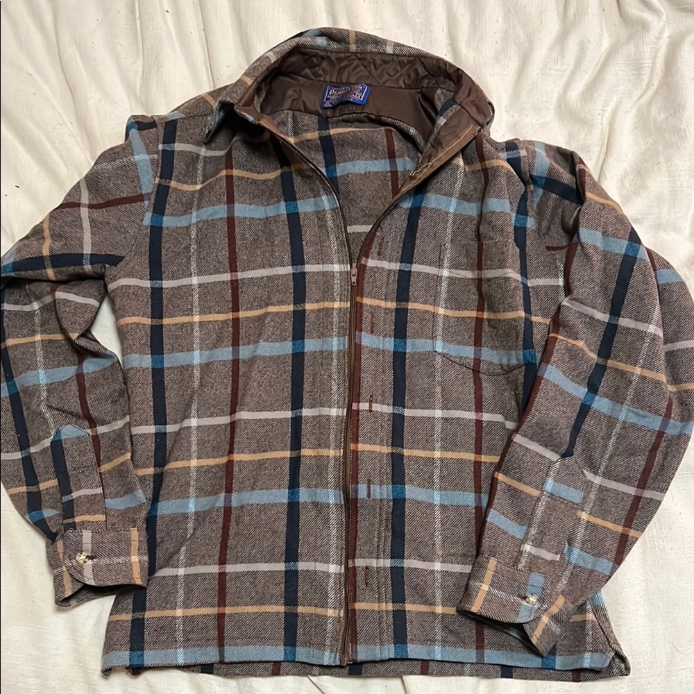 Pendleton Brown And Blue Utility Jacket With Plai… - image 1